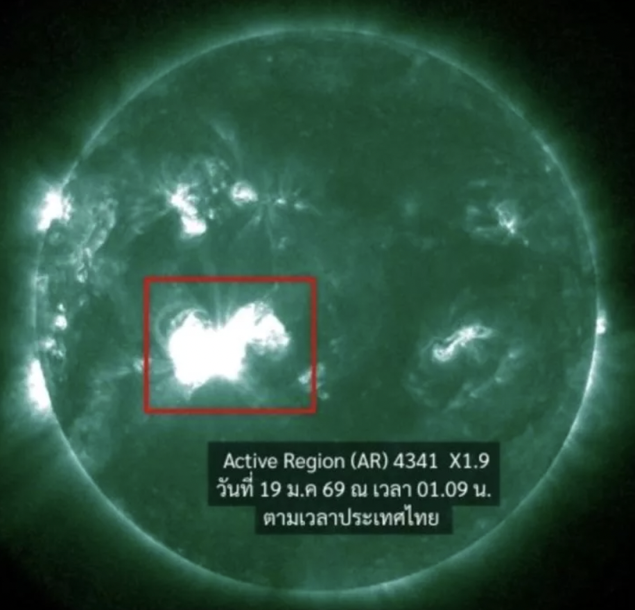 Solar flare eruption and geomagnetic storm affecting Earth